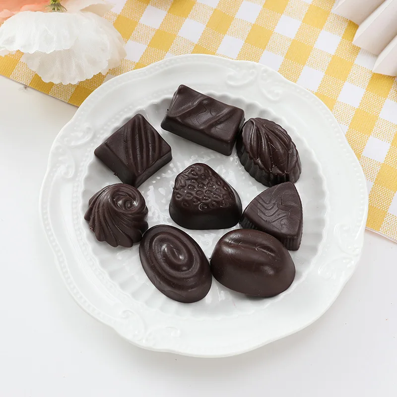 8pc/set Simulated Pure Black Chocolate Hazelnut White Brown Rum Flavor Dessert Shop Bakery Coffee Shop Display Fake Food food model food photography props