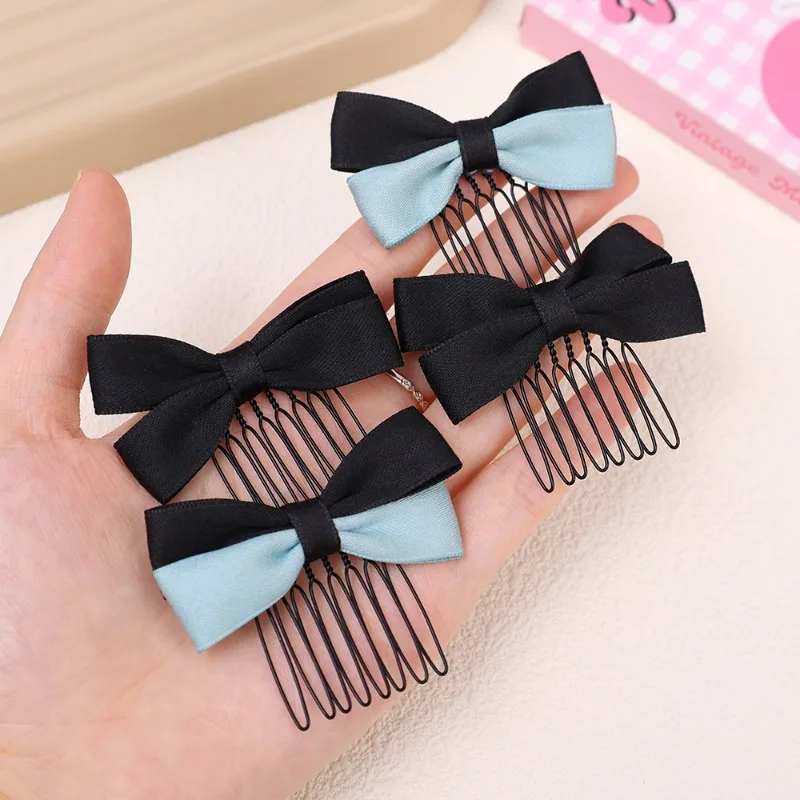 1/2pcs Sweet Black Bow Side Bangs Hair Clip Hairpin Cute Small Bowtie Hair Comb Kids Girls Bobby Pin Hair Accessories Headwear