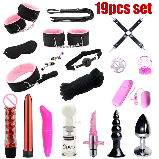 New Vacuum Pump 19-piece Adult Toy Sex Set A Variety of Massage Sticks Jump Egg Extra Long Rope Binding Set Sex Sieve