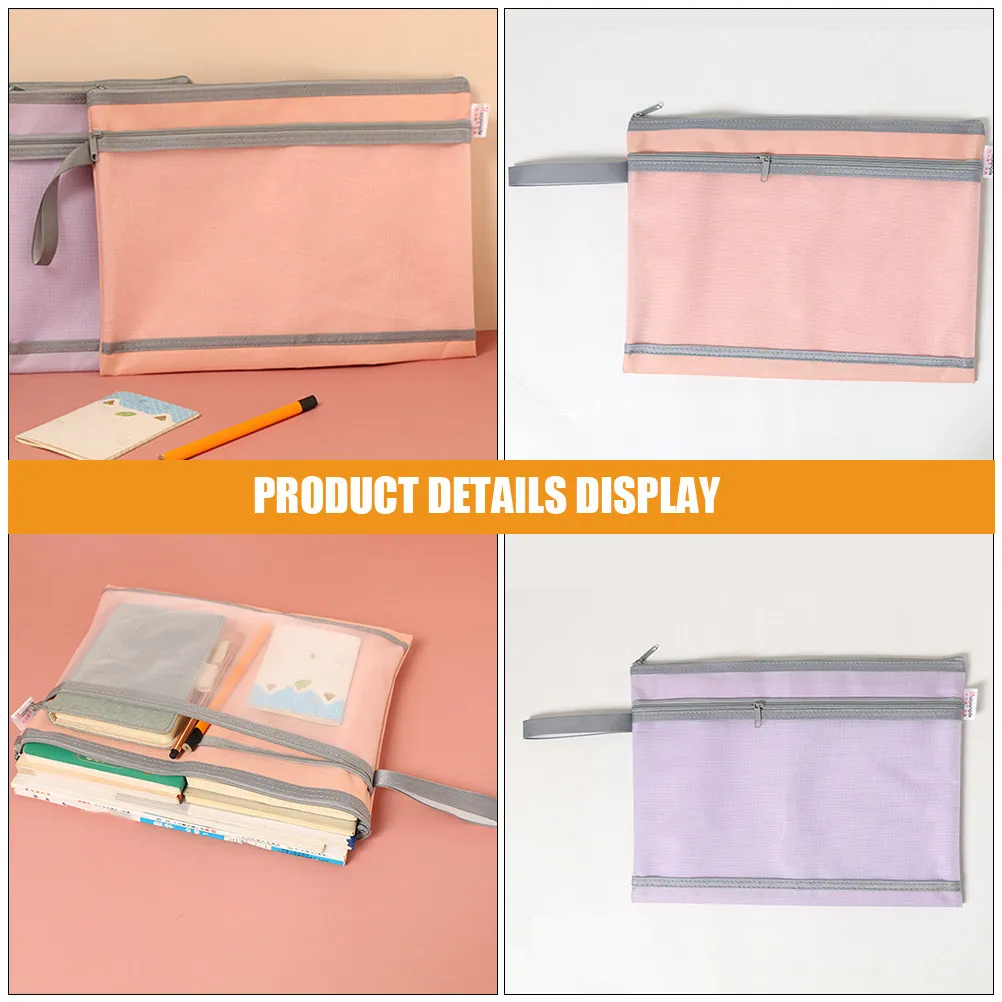 4Pcs 대용량 가시성 파일 가방 지퍼 주최자 파우치 문서 홀더 학생용 사무실 홈 스쿨 지퍼 파우치