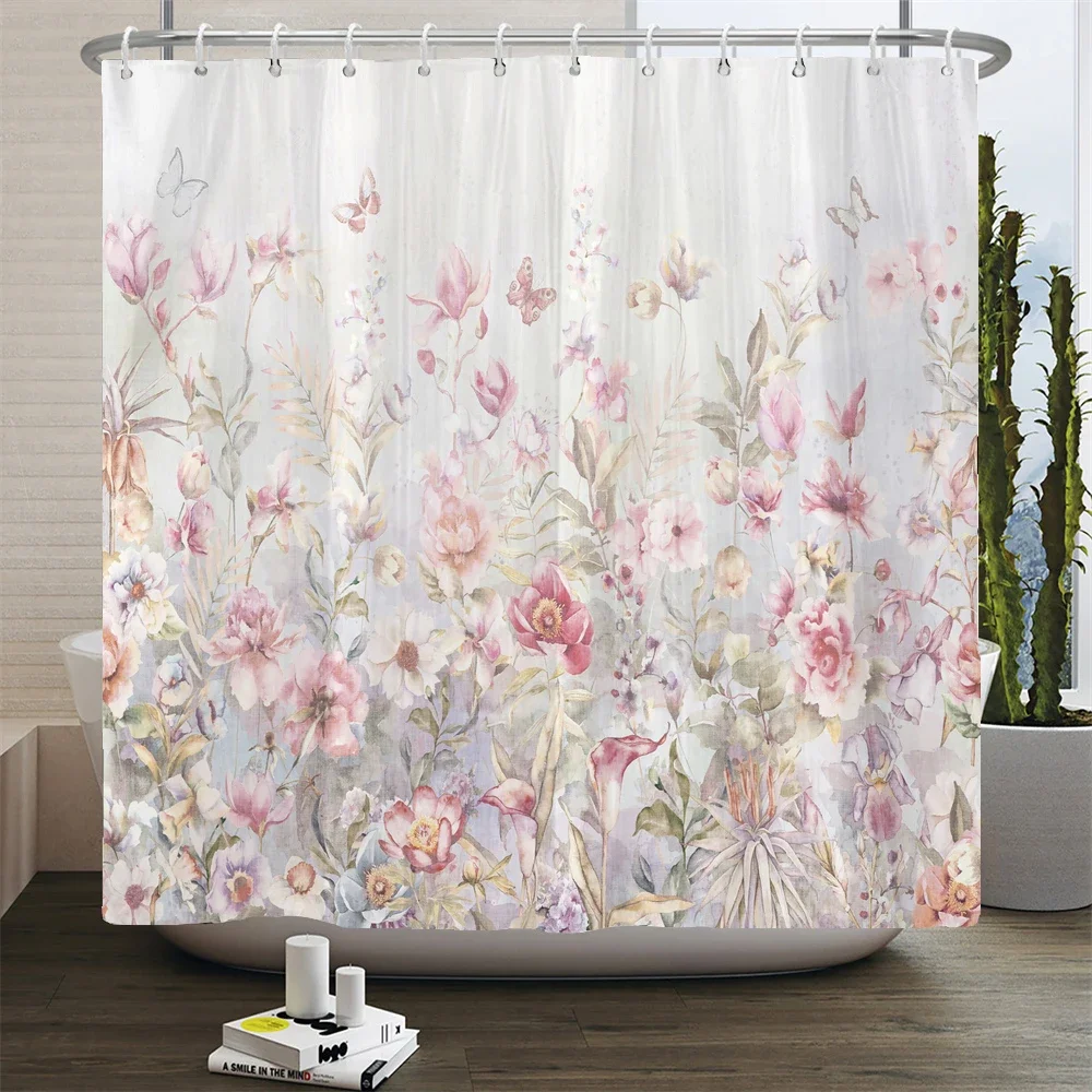 Chinese Style Flower and Birds Tree Shower Curtains Bath Curtain Waterproof Bathroom Decor With Hooks 3d Printing Bath Curtain 3