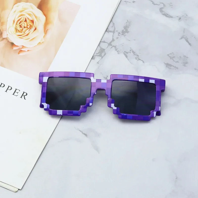 Driving Glasses Funny Sunglasses Kids Sunglasses Cosplay Action Game Toy Square Glasses Pixel Mosaic Thug Life Eyewear Driving Goggles