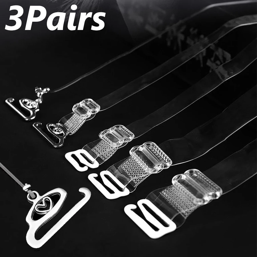 6Pcs Invisible Bra Strap Non Slip Adjustable Bra Straps Transparent