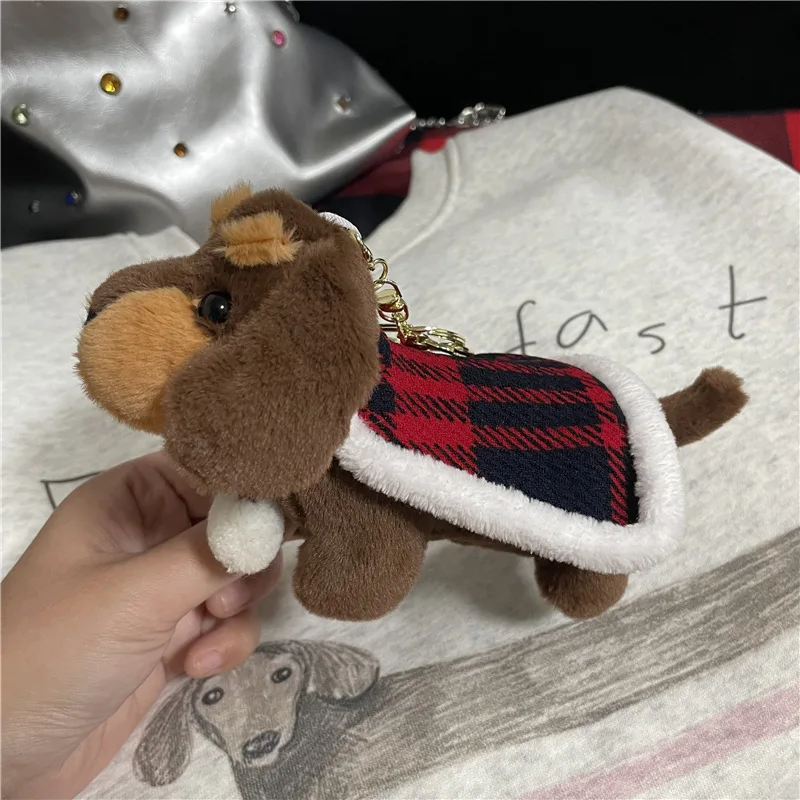 Cute Dachshund Dog with Colorful Sweater Plush Keychain Kawaii Dog