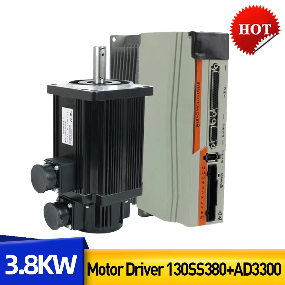Фото AC серво-двигатель в комплекте 3.8KW 130SS380-15025 15N.m 13.5A AC200-220V ASD3300 сервопривод + 3M кабель CNC Medical Instruments Equipment №1