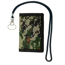 Boys' RFID Trifold Outdoor Sports Wallet with Lanyard - Green Square Design, Ideal for Kids' Festivals & Birthday Gifts (MULTI)