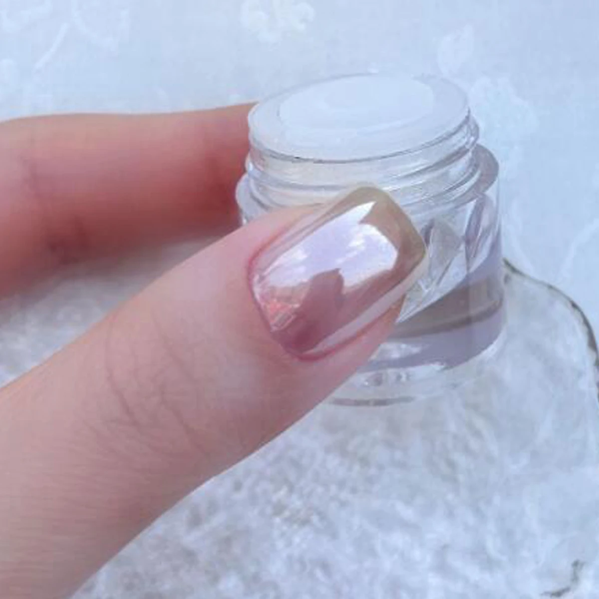 Chrome Nail Powder Glossy Clear Mirror Effect Smooth Pearl Glitter Pigment Ice Transparent Moonlight Powder