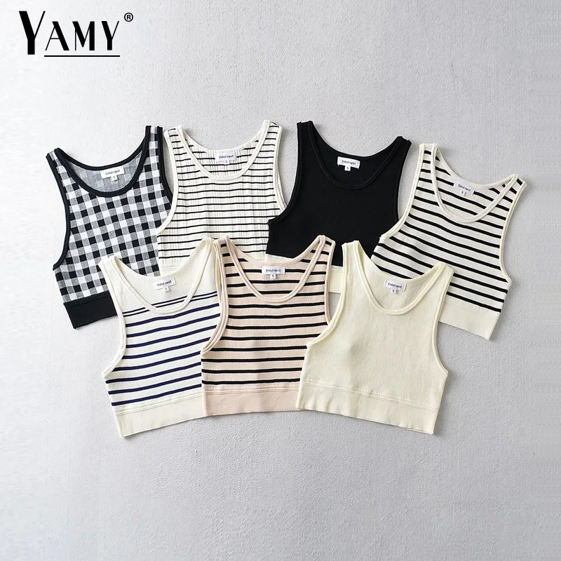 

Crop tops women tank top white tanks camis sexy tops blusas striped short shirts streetwear fashion patchwork sleeveless top