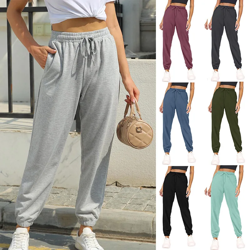 

Women Casual Drawstring Sports Pants Oversized Baggy High Waist Joggers Trousers Black Grey Army Green Sweatpants with Pocket