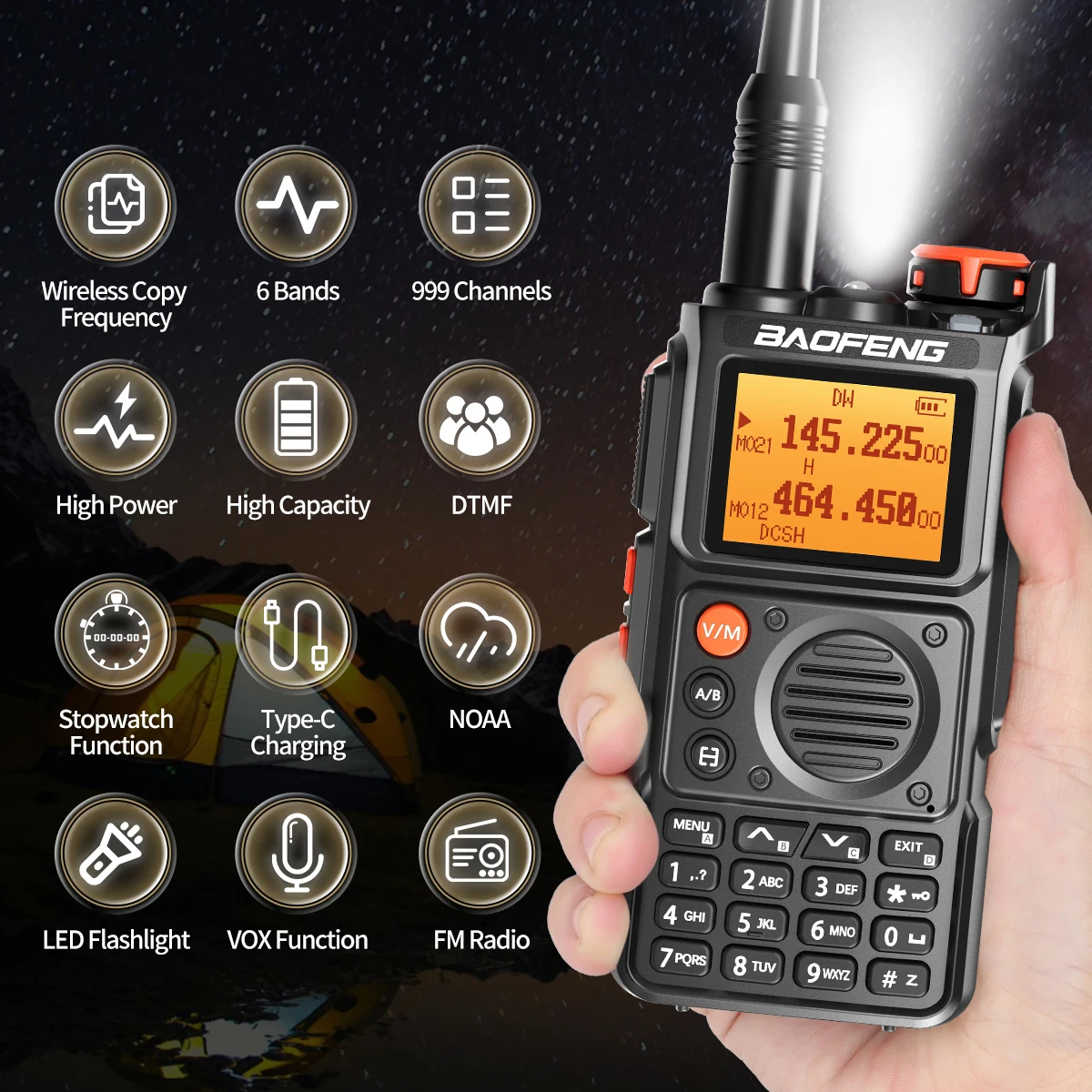 Baofeng UV-K6 Long Range Walkie Talkie Full Band Wireless Copy Frequency Type-C Charge UHF VHF Amateur Two Way Radio For Camping 2