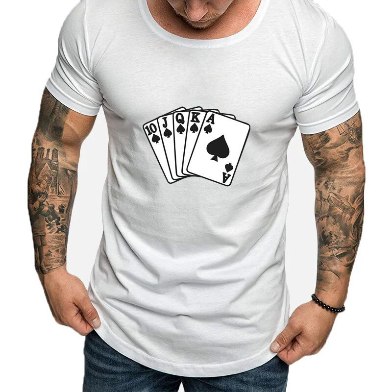 

Summer New Fashion Men's Ladies Playing Card Print T-Shirt Casual Camping Short Sleeves Round Neck Street Hip Hop Top Sportswear