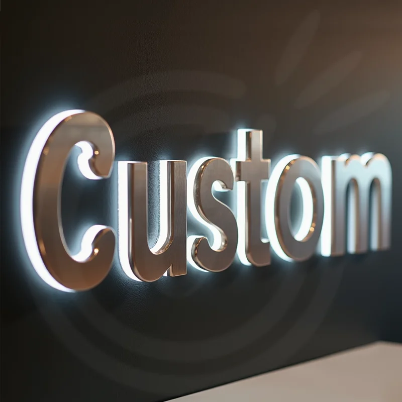 【Tech-savvy】 Custom Illuminated LED Backlit 3D Metal Letters Sign for Business Storefront Outdoor Waterproof Up Signage.