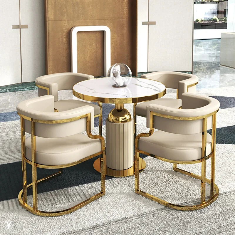 Light luxury negotiation table and chair combination beauty salon store rest area reception round table chair
