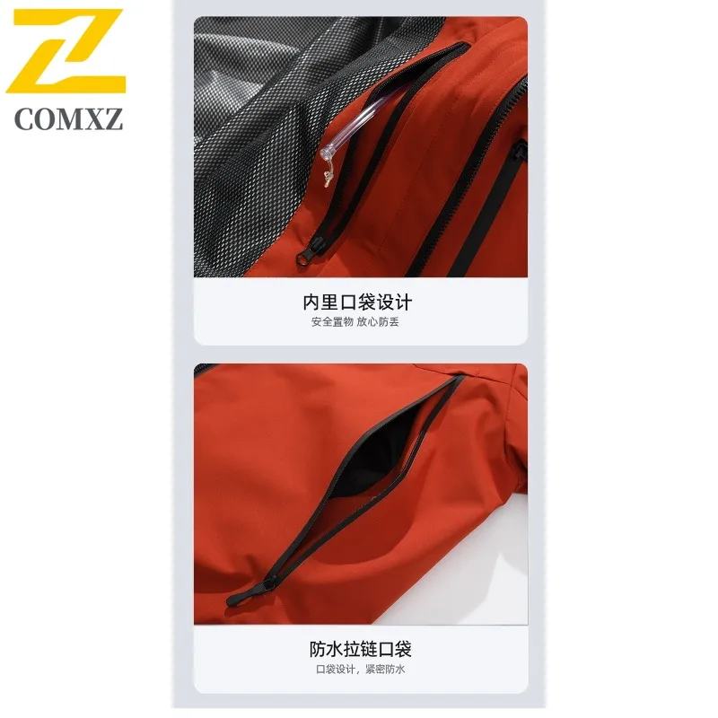 COMXZ Men Winter Motorcycle Jacket 2025 Casual Hooded Snow Skiing Cold Proof Warm Parka Urban Street Style Lightweight Coats