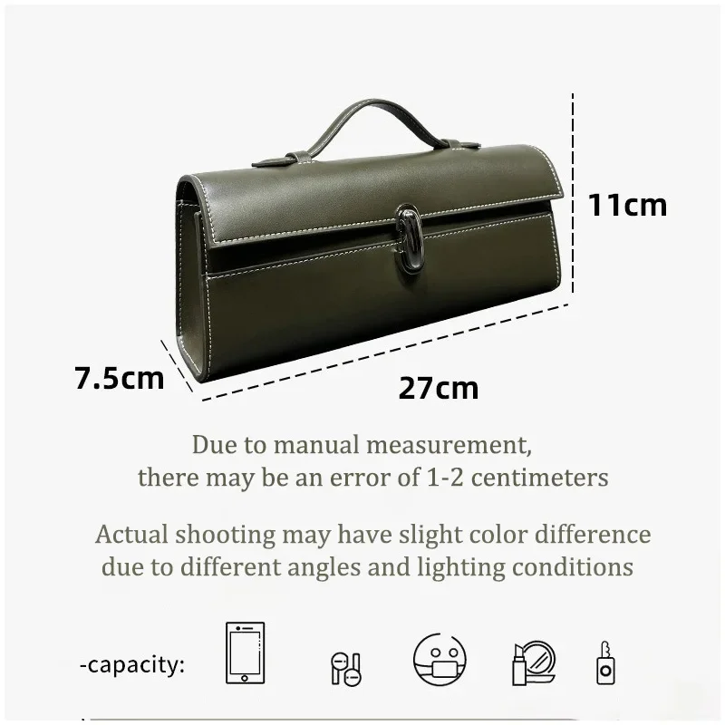 Savette Brand Genuine Leather Tote Women's Simple Handbag Small Square Bag Baguette Bags High Quality Savette Symmetry Slim Bag 6