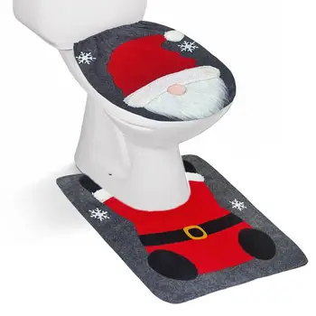 Santa Claus Toilet Seat Cover and Rug Set 2Pcs/set Creative Toilet Seat Cover And Mat Bathroom Decorations for Home 2