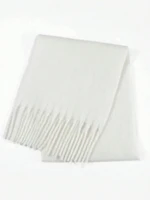 Зимний шарф, женский роскошный осенне-зимний кашемировый шарф, утолщенная теплая шаль, классический пушистый шарф с кисточками, однотонная мягкая шаль — изображение 5