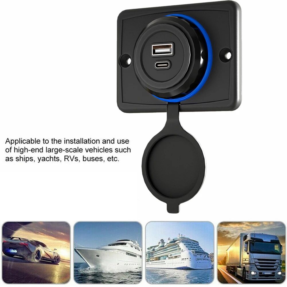 

1pc Car Charger Car Electronics Car Charger DC12V-24V Dual Usb Fast Charging Adapter Power Socket Panel Waterproof