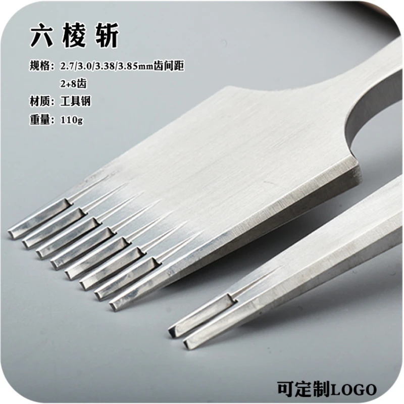 2.7/3.0/3.38/3.85mm Handmade Leather DIY Narrow Toothed European Style Oblique Flat Method Cutting Professional Punching Sewing