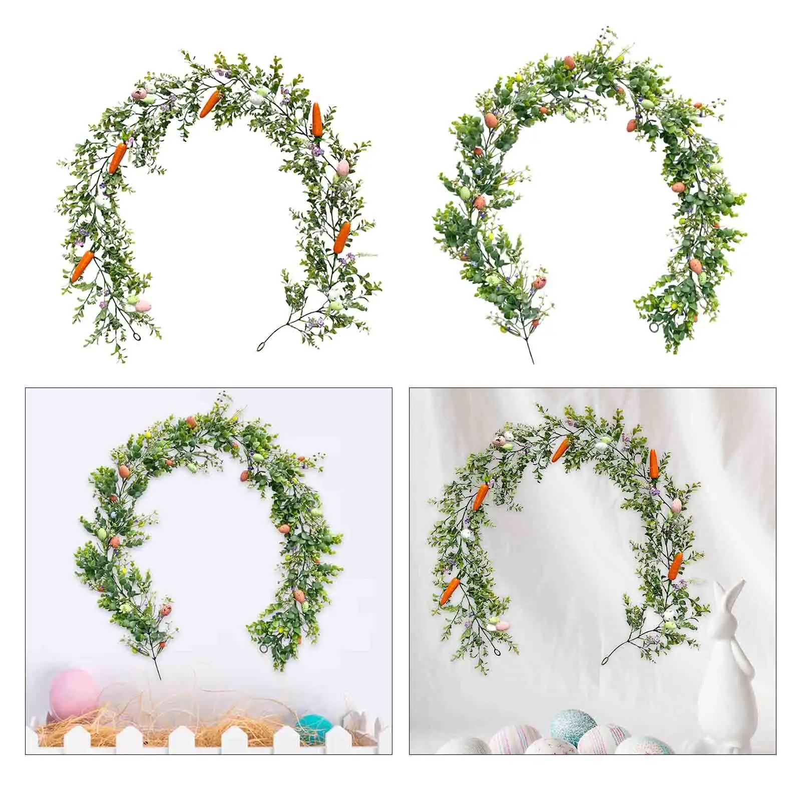 Easter Garland Ornament Hanging Green Leaves Greenery Garland Seasonal Decoration for Patio Holiday Mantel Garden Indoor Outdoor