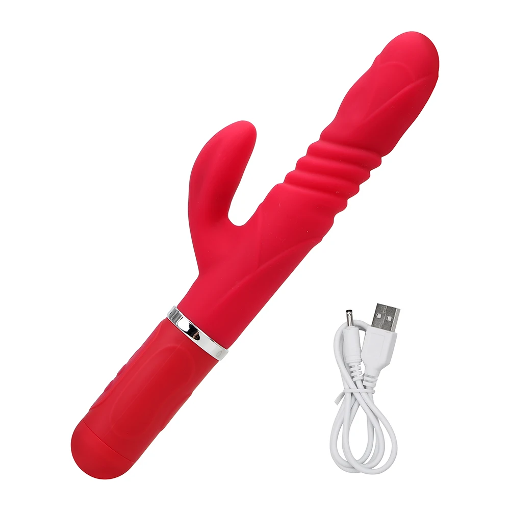 Beads AV Transfer Wand G-spot Massage Rabbit Vibrator for Woman Telescopic 360 Degrees Rotation Dildo Vibr_voghion.com