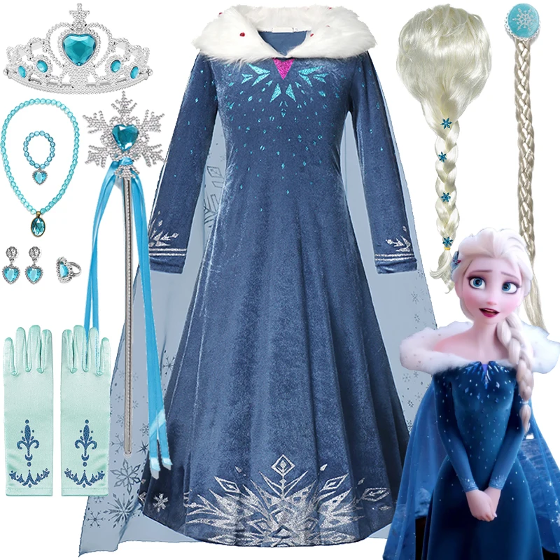 Disney Frozen Costums for Girls 2024 Elsa Princess Dress Elsa Cosplay Costume Winter Clothes Carnival Birthday Party Clothings