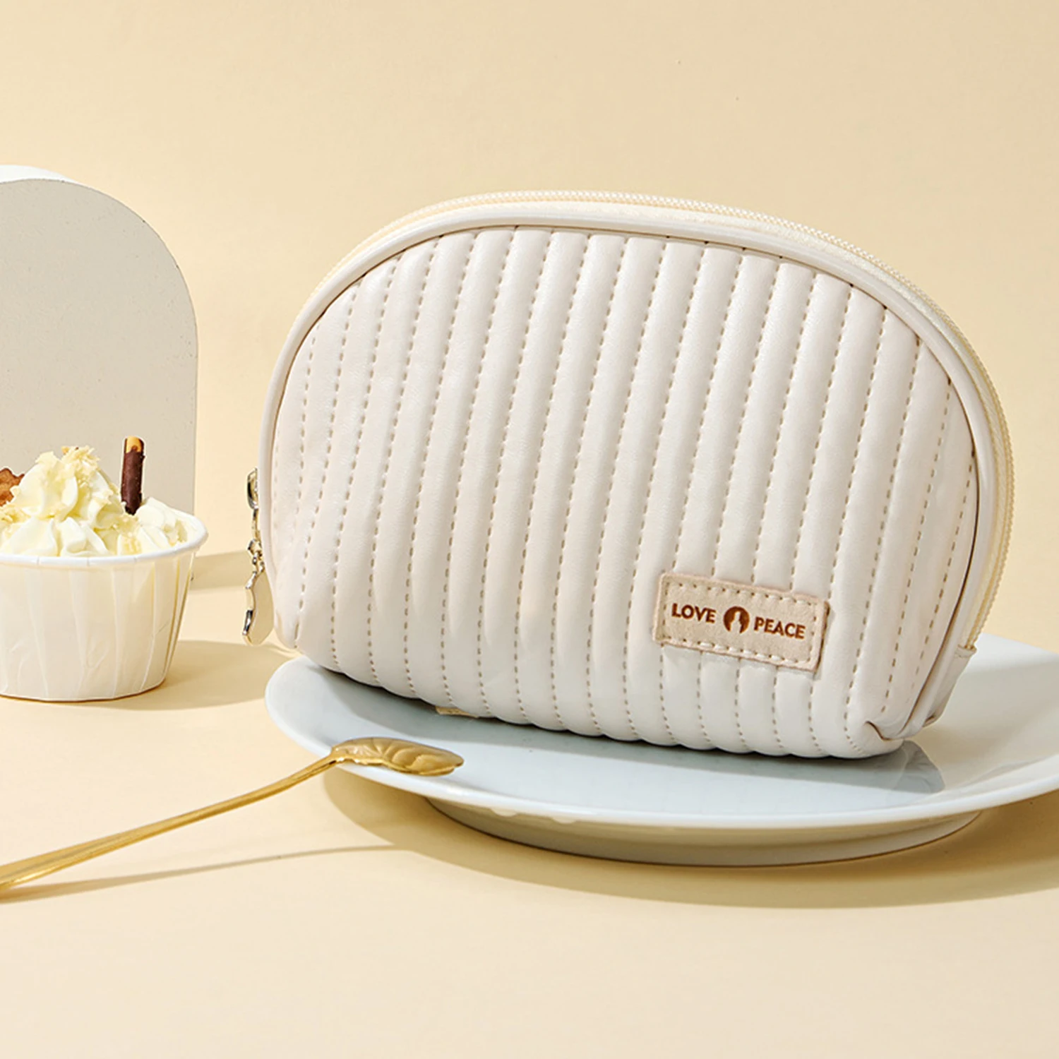 

Cosmetic Travel Bag Multifunctional Makeup Bag Travel Cosmetic Bag Half Round Cake Shape Cosmetic Travel Bags With Zip For Women