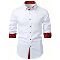 2025 FGKKS hommes chemise blanche flambant neuf à la mode Patchwork à manches longues élastique quatre saisons haute rue mâle robe chemise 2