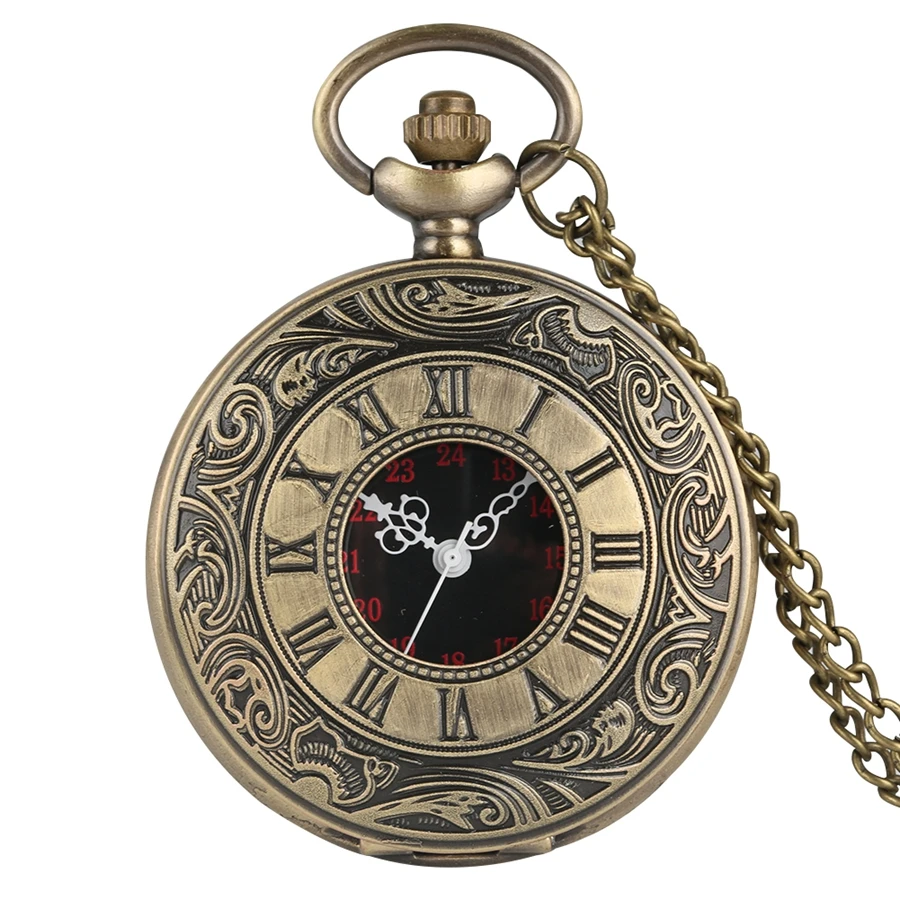 

Antique Fashion Roman Numeral Display Quartz Pocket Watch FOB Chain Clock Necklace Pendant Christmas Gifts for Men Women Friends