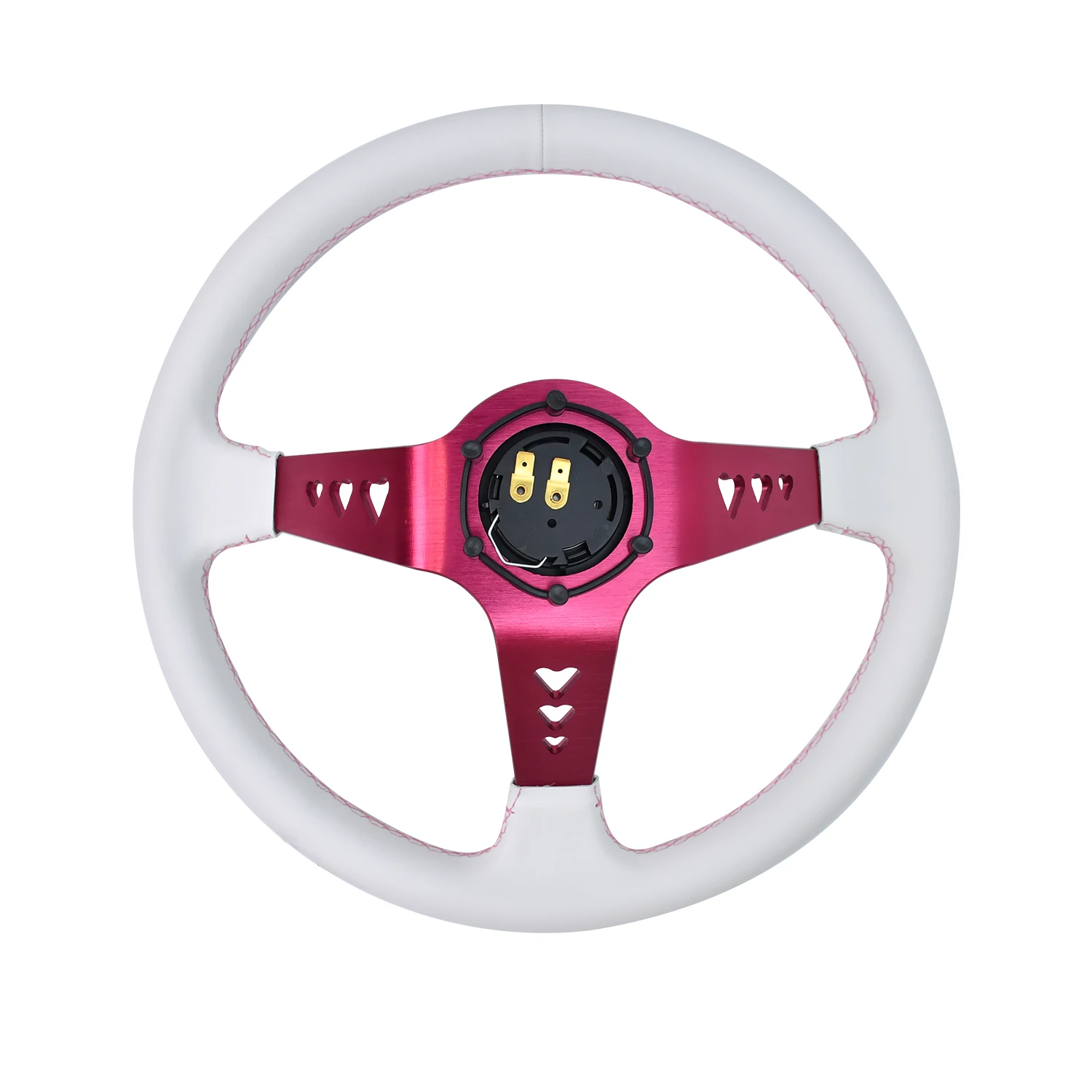 ホワイトレザーのTIYPEOR-JDMスタイルのステアリングホイール