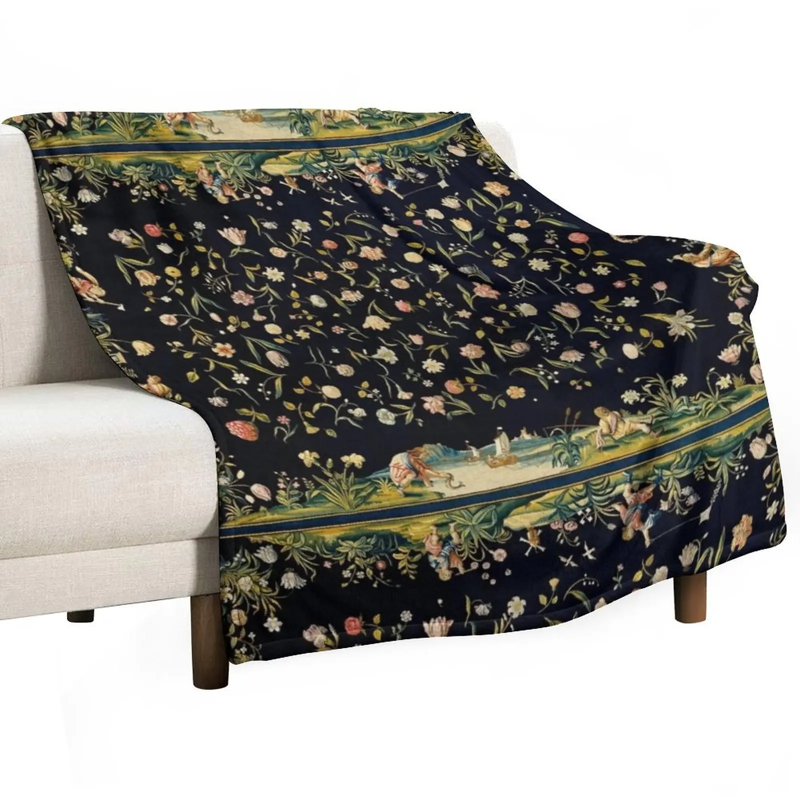

Dark vintage floral Throw Blanket Fashion Sofas Bed Summer Beddings Blankets