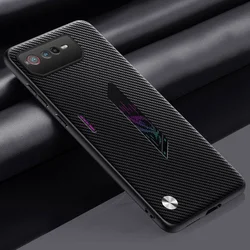 Luxury PU Leather Matte Silicone Phone Case - Full Protection Back Cover for ROG Phone 6D (Matte Black)