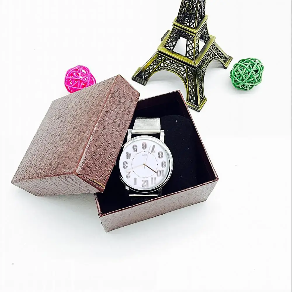 Watch Storage Box Watches Storage Box Faux Leather Wrist Watches Display Holder Solid Color Jewelry Organizer Case Gift