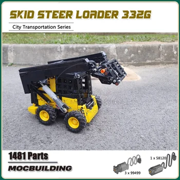 Macchinari pesanti Moc Building Blocks Funzionale motorizzato Skid Steer Loader Tecnologia Mattoni Attrezzatura Veicolo Città Braccio di sollevamento Giocattolo