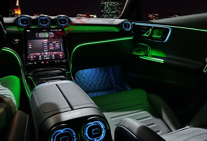 For Benz C class W206 GLC W254 X254 Car Decorative Atmosphere Lamp Strips MB LED Air Vent Nozzle Neon Ambient Light 64-Color