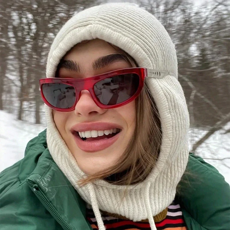 Hot Sale Women Winter Balaclava Cap Hooded Neck Warmer Windproof Knit Hat Outdoor Travel Winter Hat