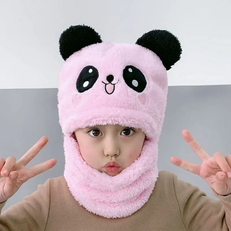 Winter Children's Hat Warm Caps for Kids Girls Boys Winter Hat+scarf One Piece Cute Warm Ear Protection Baby Bucket Hat 6