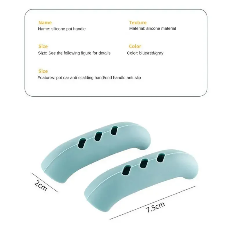 Silicone Pan Handle Cover 2/8Pcs Silicone Pan Handle Cover Heat Insulation Covers Pot Ear Clip Non-slip Steamer Casserole Pan Handle Holder Kitchen Tools