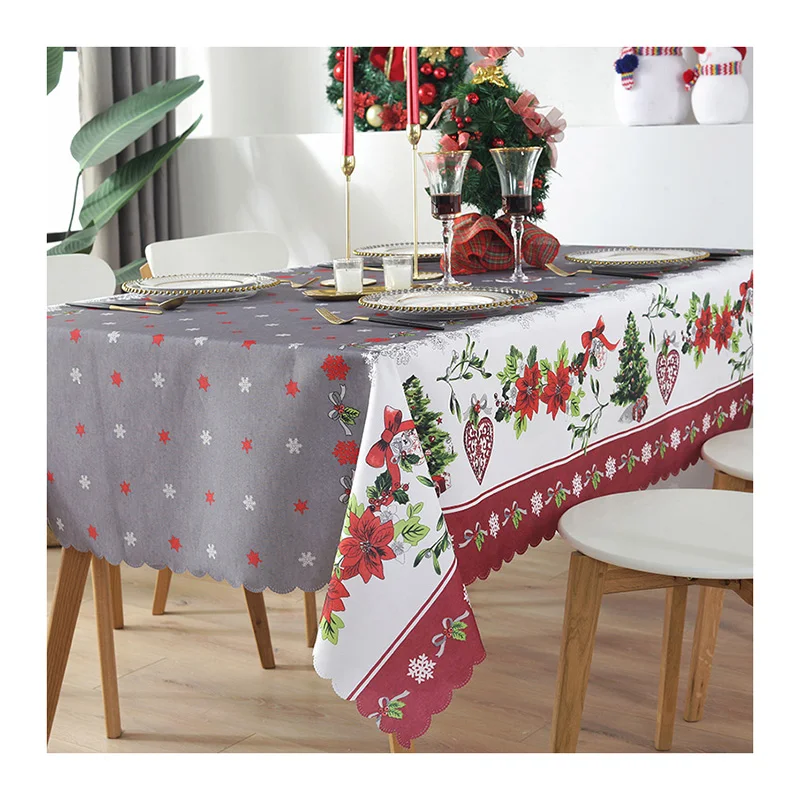 

Christmas Rectangle Waterproof Washable Spillproof Tablecloth Stain Resistant DecorativeTable Cloth For Dining Room