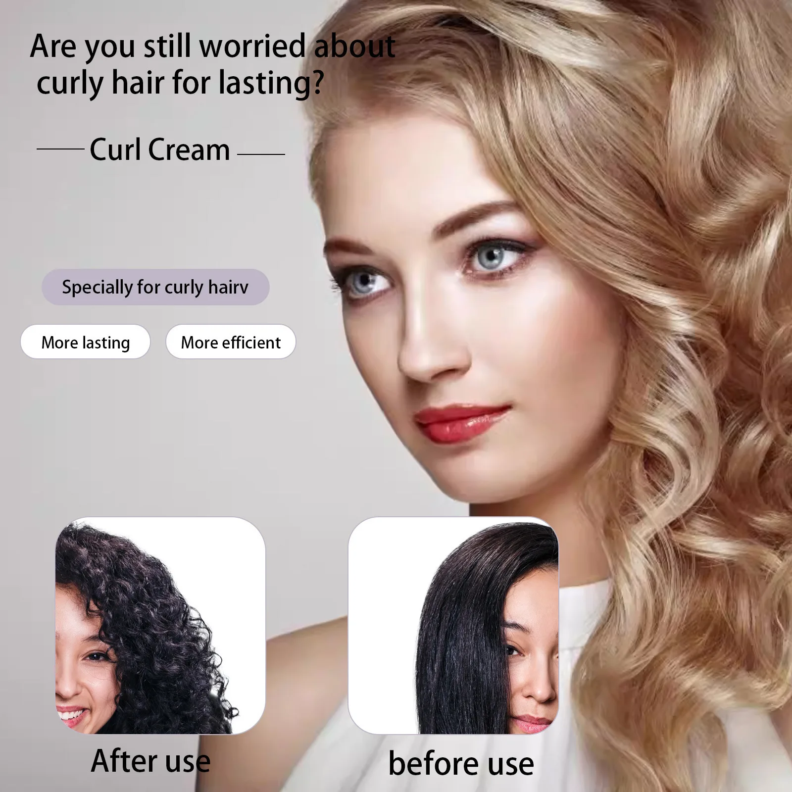 Hair Curling Cream Styling Wavy Wigs Hydrating Prevent Dryness Frizz Control Sculpting Enhance Boost Elastin Curl Defining Cream