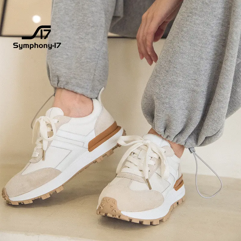 

Moral trainer shoes Chunky Sneakers Women Mesh Leather Platform Shoes Mixed Colors Lace-Up Lady Trendy Trainers Thick Sole