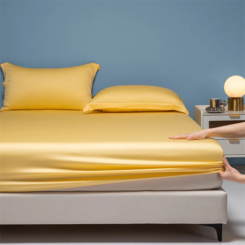 Real Silk Fitted Sheet Natural Mulberry Silk Fitted Sheet Mattress Cover Customized Size Silk Sheet Solid Color Fitted Sheet 3