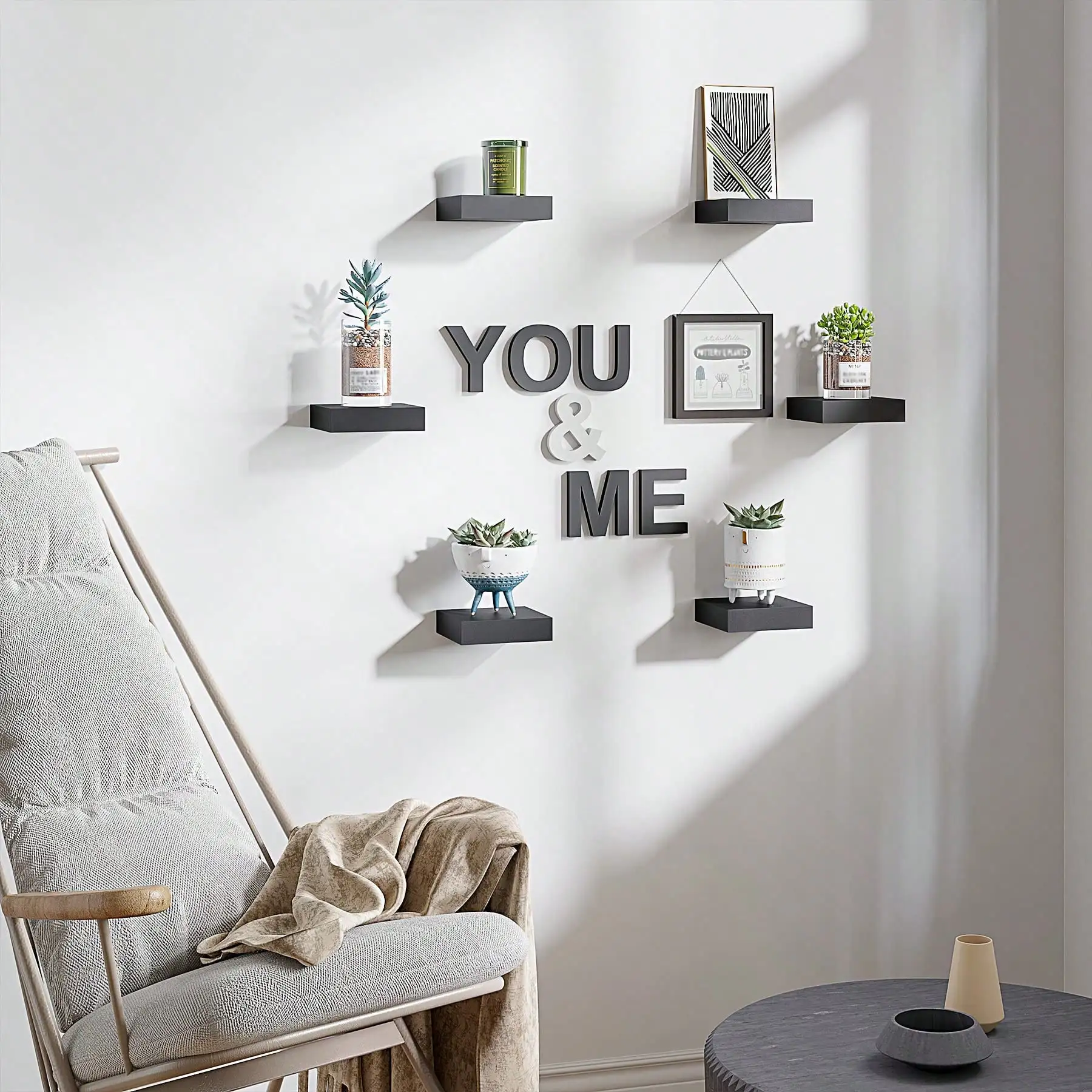 Description Picture 5 of itemBlack Square Floating Wall Shelf Small Shelves With Invisible Mounting Brackets For Living Room Wall Decor Home Decoration Gift