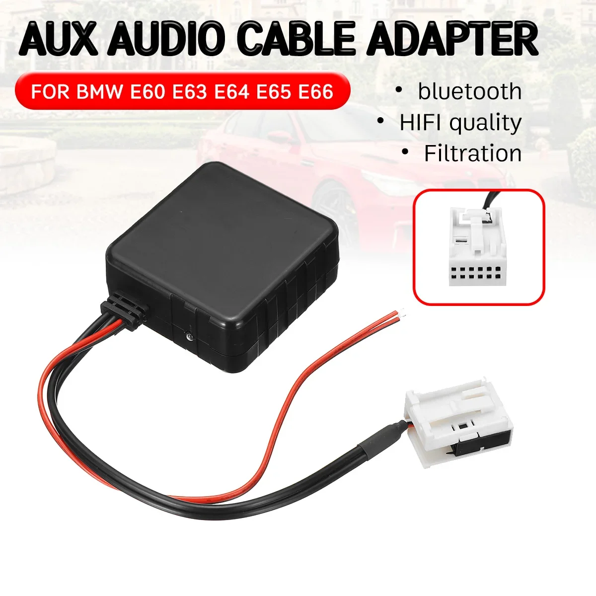 

bluetooth Aux Receiver Cable Adapter Hifi Quality for 12 Pin Head Unit for BMW E60 E63 E64 E65 E66 E81 E82 E87 E70 E90 E91 E92