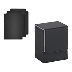 Premium Lightweight Trading Card Deck Box - Durable Holder for 100 Collectible Cards (Black Gray)