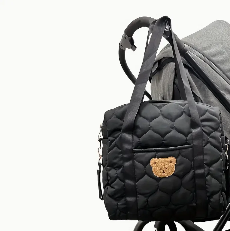 Large Capacity Portable Shoulder Crossbody Bag - Black Parent Bag for Going Out Storage