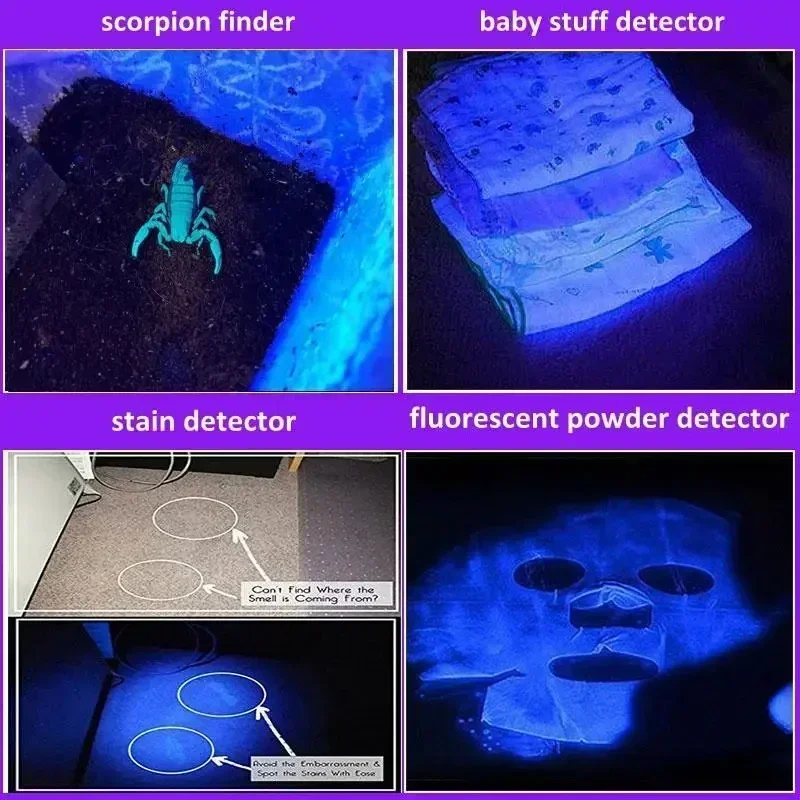 UV Flashlight USB Rechargeable UV Flashlight For Pet Urine Detection Resin Cured 395nm Zoom Black Light