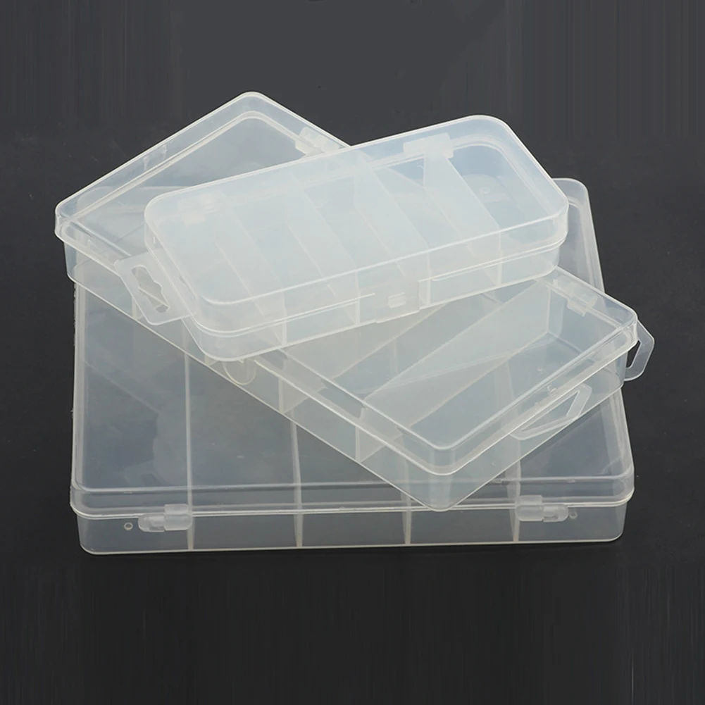 Clear Plastic Grid Fishing Lure Bait Hook Tackle Storage Box Case Container  Transparent Plastic Box Pesca Fish Tackle Accessory