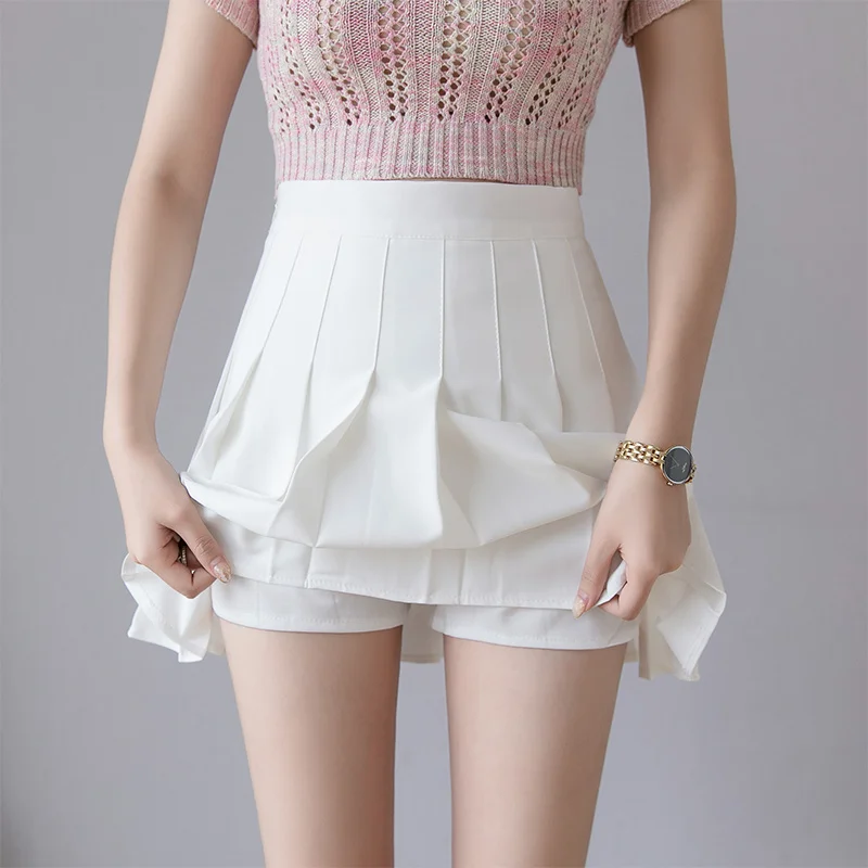 Sports Skirt Black Mini Women Tennis Skirt High-waisted Pleated Kawaii White Tennis Shorts Solid School Girl Uniform