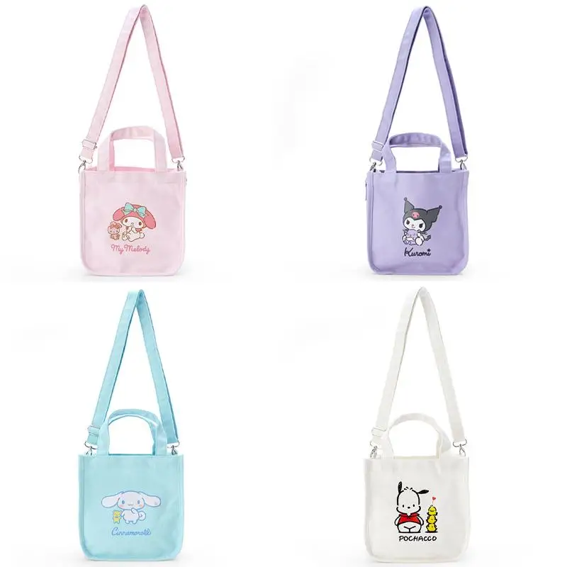 

Sanrios сумки через плечо с героями мультфильмов Kawaii Kuromi Hellokittys летняя Экологически чистая Студенческая сумка-тоут Холщовая Сумка через плечо